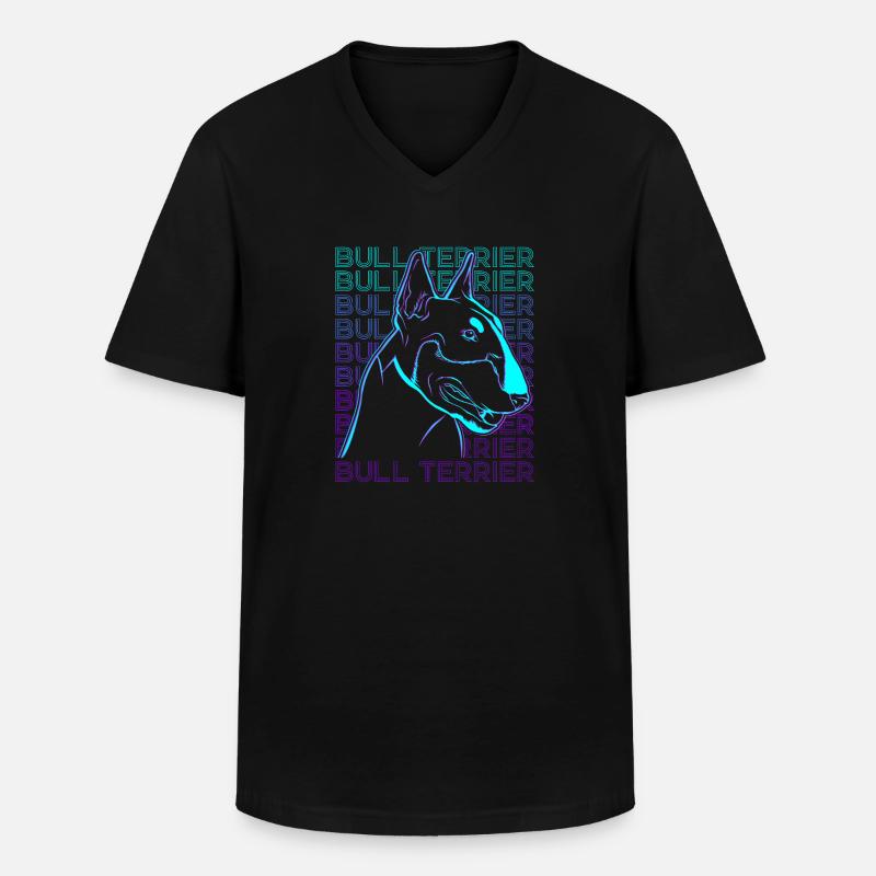 Bullterrier Hund Retro - Männer-T-Shirt mit V-Ausschnitt - Schwarz