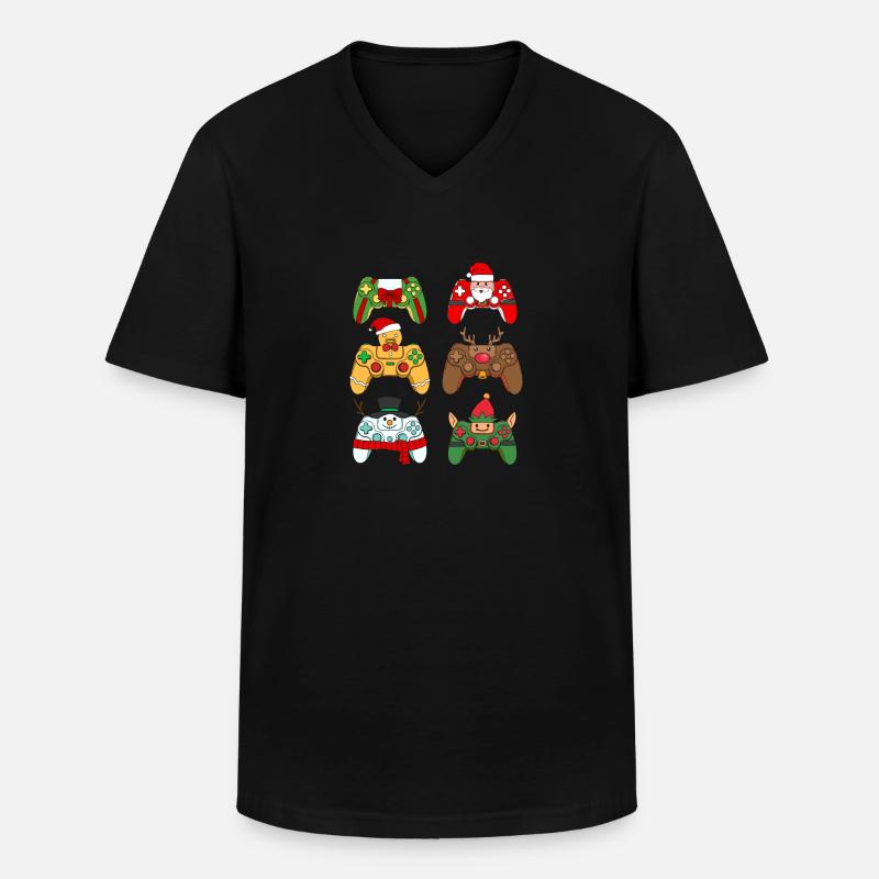 Christmas Gaming Controller - Männer-T-Shirt mit V-Ausschnitt - Schwarz