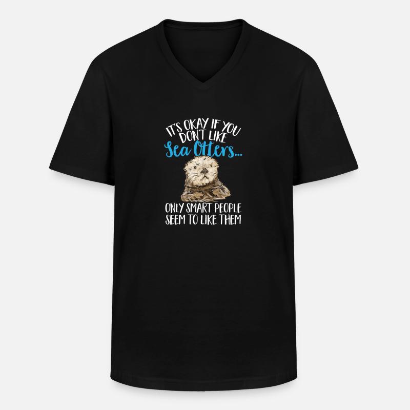 Seeotter - Männer-T-Shirt mit V-Ausschnitt - Schwarz