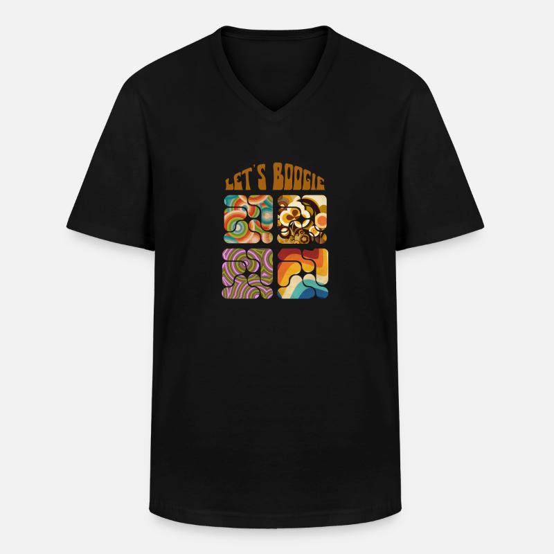 Let's Boogie Retro Muster - Männer-T-Shirt mit V-Ausschnitt - Schwarz