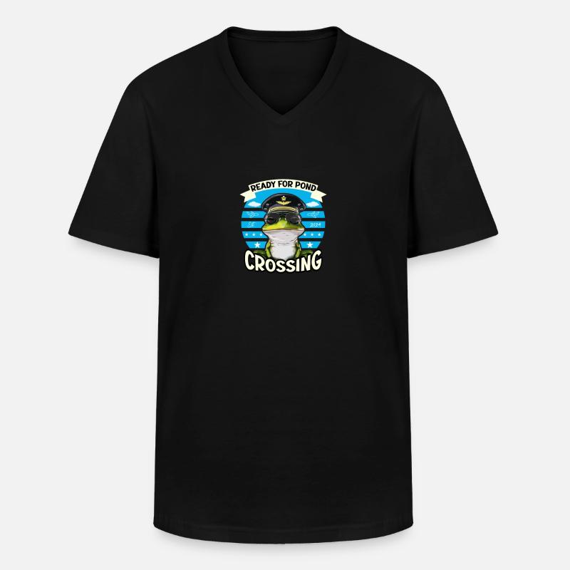 Pond Pilot Flugzeug Abenteuer - Männer-T-Shirt mit V-Ausschnitt - Schwarz