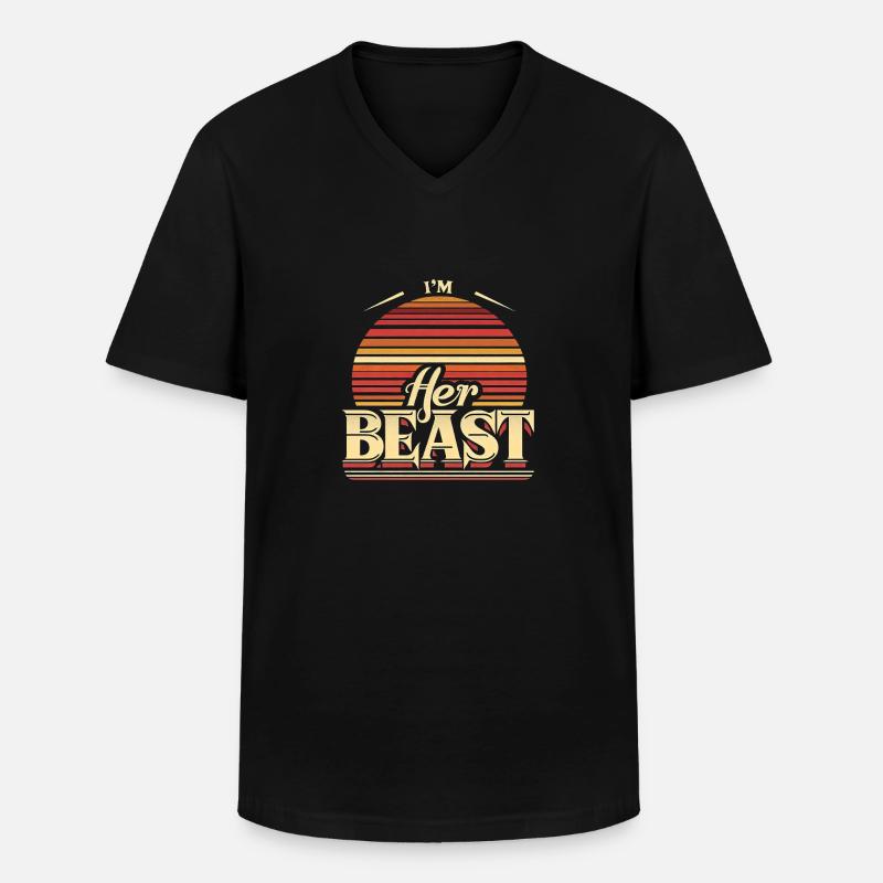 I'm Her Beast 8 - Männer-T-Shirt mit V-Ausschnitt - Schwarz