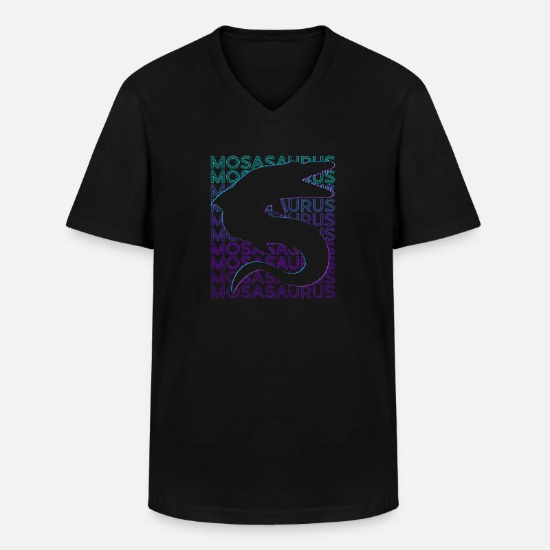 Mosasaurus Dinosaurier Retro - Männer-T-Shirt mit V-Ausschnitt - Schwarz