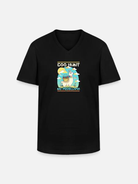 Christian Easter Egg Hunt Llama - Men's V-Neck T-Shirt - black