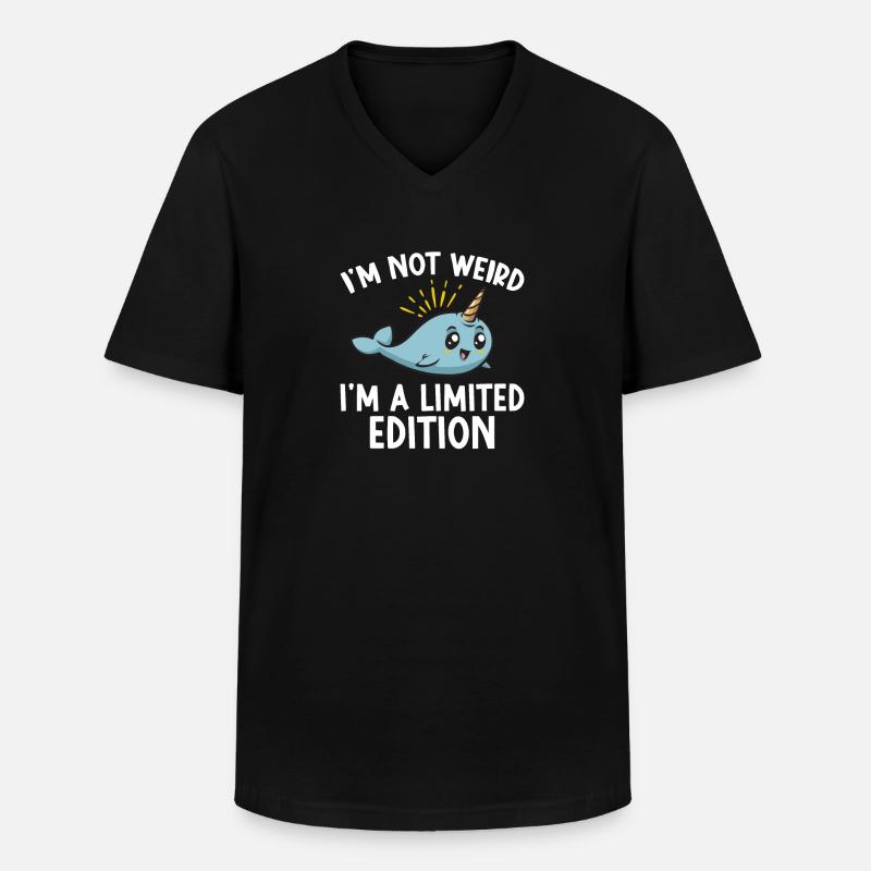 Narwal Einhornwal - Männer-T-Shirt mit V-Ausschnitt - Schwarz