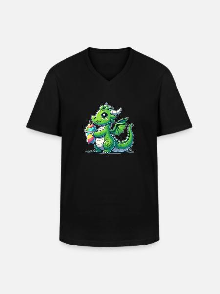 Drache mit Matsch-Eis - Männer-T-Shirt mit V-Ausschnitt - Schwarz