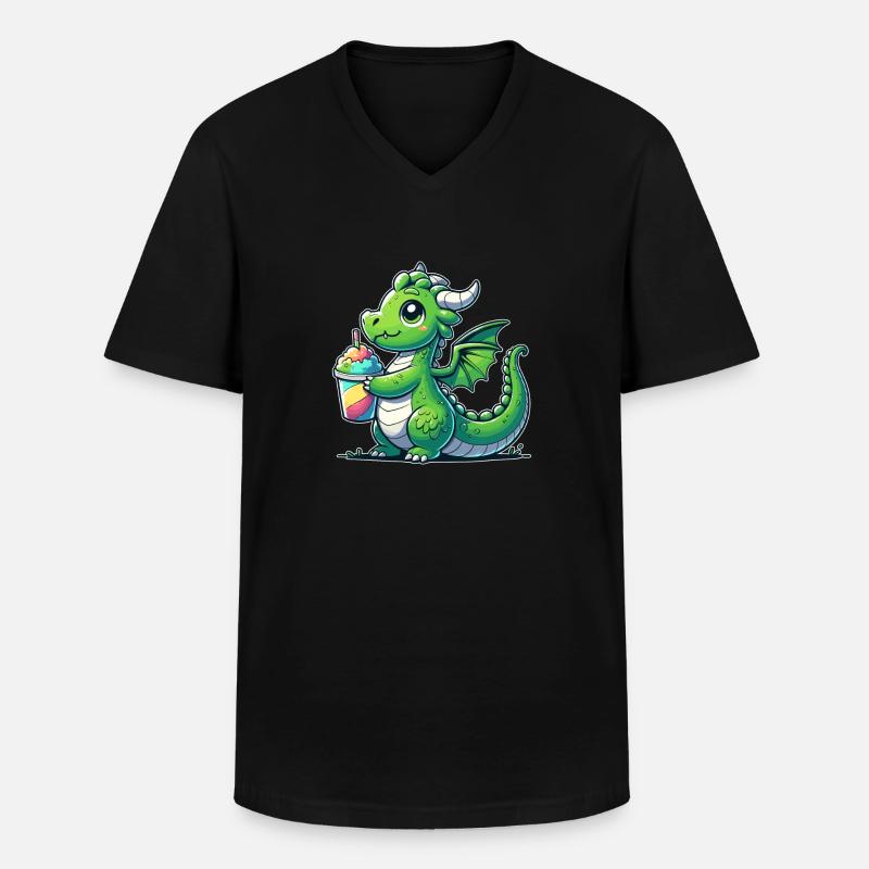 Drache mit Matsch-Eis - Männer-T-Shirt mit V-Ausschnitt - Schwarz