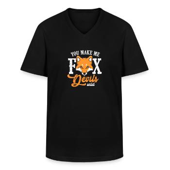 You make me fox Devils wild - Männer-T-Shirt mit V-Ausschnitt - Schwarz - Vorne - AI Model Male 178 dark (178cm)