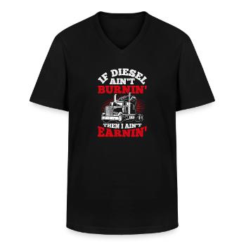 Truck Diesel Highway Best Job Money Trucker Truck - Men's V-Neck T-Shirt - black - Front - AI Model Male 178 dark (178cm)