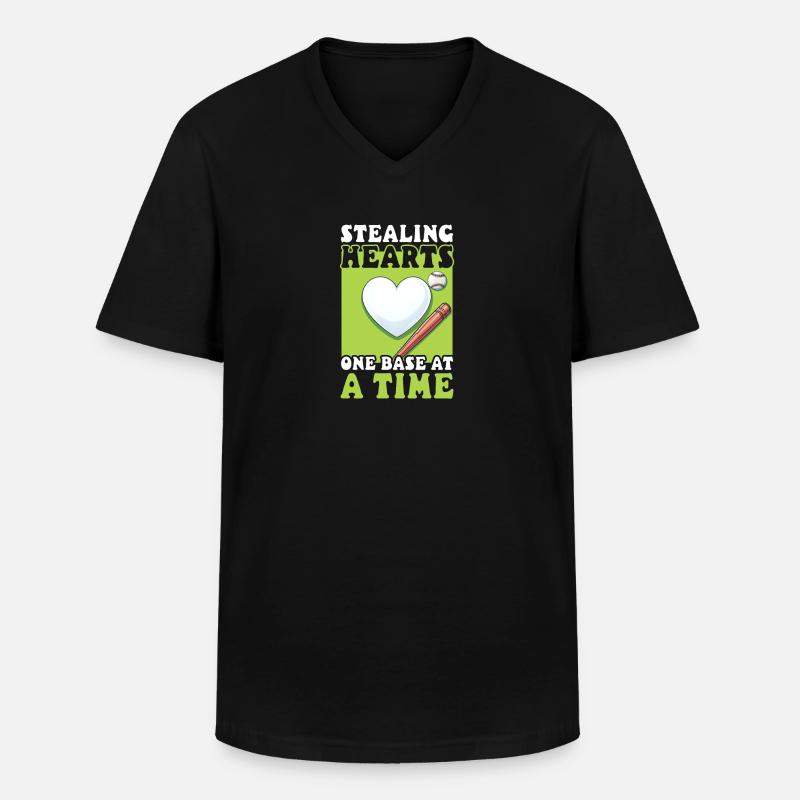 Baseball-Coach stiehlt mit Zeit Herzen - Männer-T-Shirt mit V-Ausschnitt - Schwarz