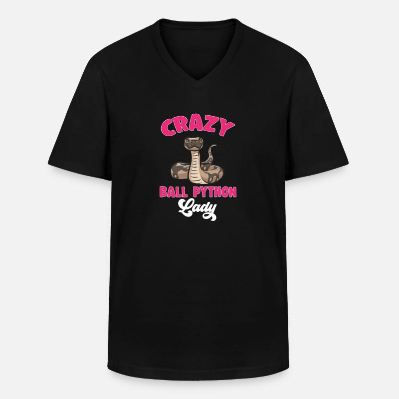 Ball Python Schlange Königspython - Männer-T-Shirt mit V-Ausschnitt - Schwarz
