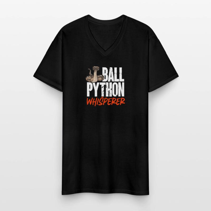 Ball Python Schlange Königspython Männer-T-Shirt mit V-Ausschnitt
