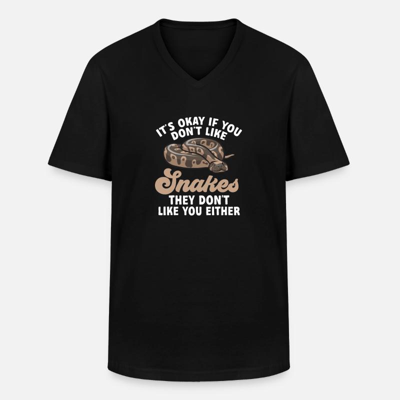 Ball Python Schlange Königspython - Männer-T-Shirt mit V-Ausschnitt - Schwarz