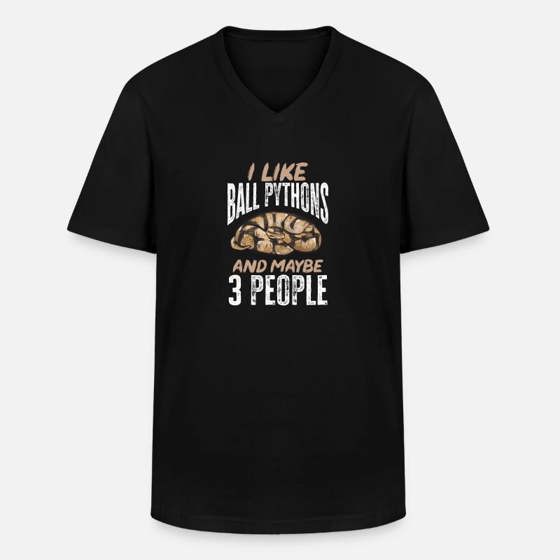 Ball Python Schlange Königspython - Männer-T-Shirt mit V-Ausschnitt - Schwarz