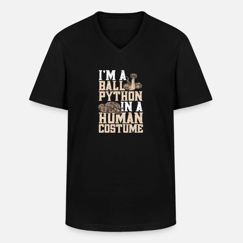 Ball Python Schlange Königspython - Männer-T-Shirt mit V-Ausschnitt - Schwarz