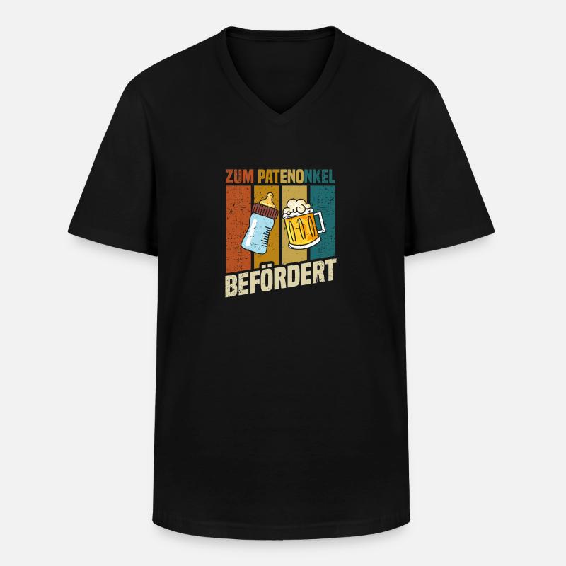 Zum Patenonkel befördert - Männer-T-Shirt mit V-Ausschnitt - Schwarz