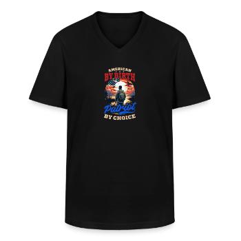 Observateur d'oiseaux américain - T-shirt col V Homme - noir - Devant - AI Model Male 178 dark (178cm)