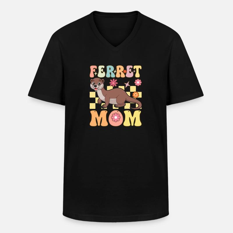 Frettchen-Mama Groovy Frettchen-Mutter - Männer-T-Shirt mit V-Ausschnitt - Schwarz