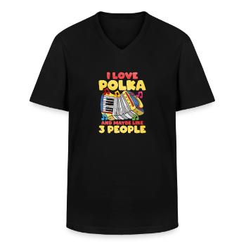 Accordéon Polka musique cadeau - T-shirt col V Homme - noir - Devant - AI Model Male 178 dark (178cm)