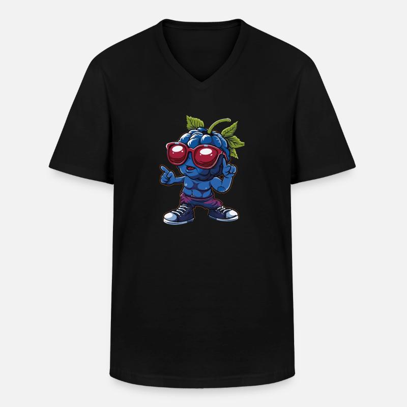Blaubeeren - Männer-T-Shirt mit V-Ausschnitt - Schwarz