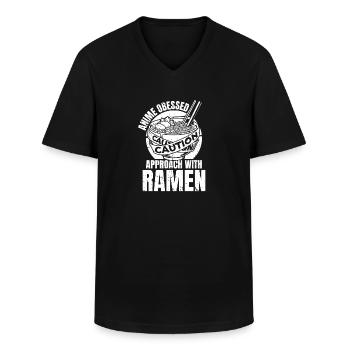 Bol de Ramen Manga Anime - T-shirt col V Homme - noir - Devant - AI Model Male 178 dark (178cm)