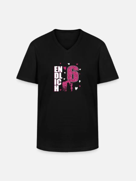 Endlich 6 Pferd Pony - Männer-T-Shirt mit V-Ausschnitt - Schwarz