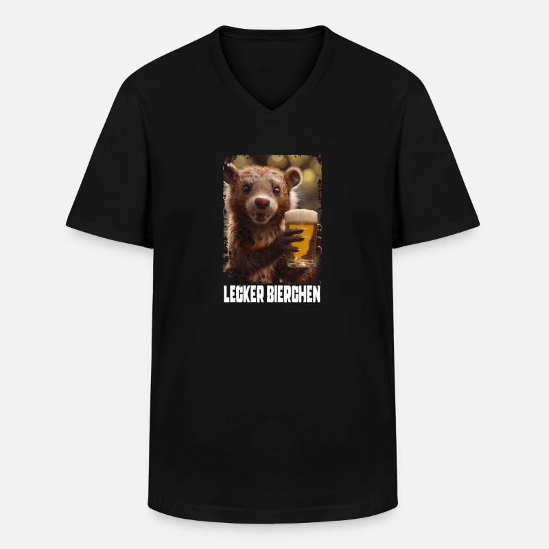 Lecker Bierchen Marder - Männer-T-Shirt mit V-Ausschnitt - Schwarz