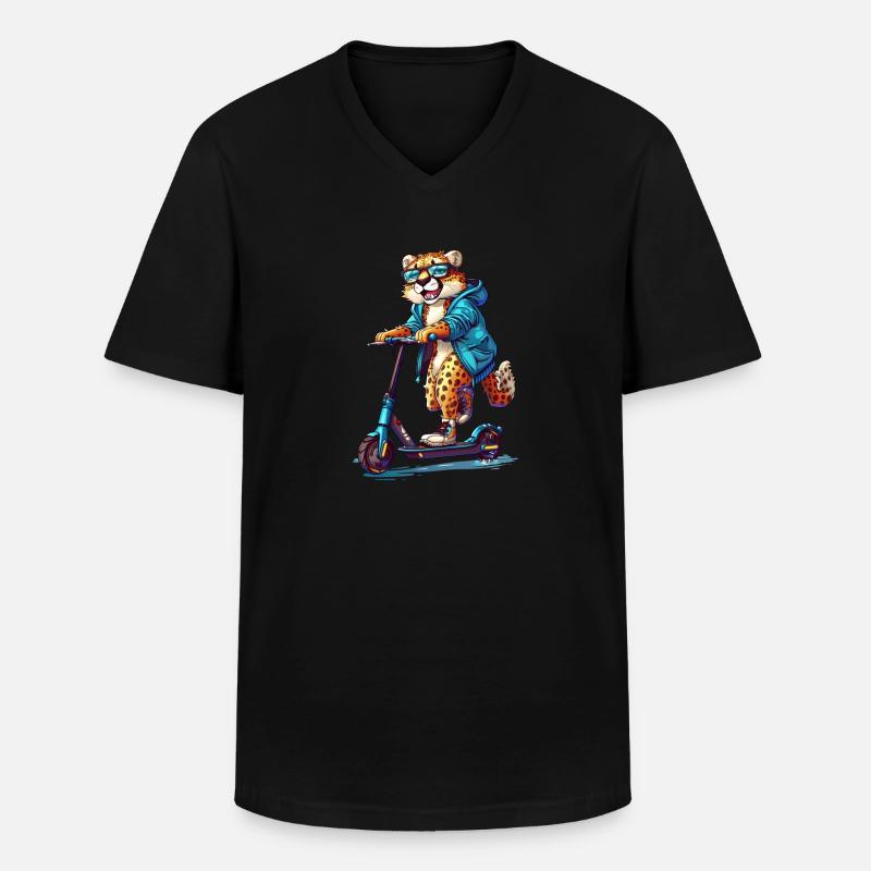 Geparden Roller - Männer-T-Shirt mit V-Ausschnitt - Schwarz