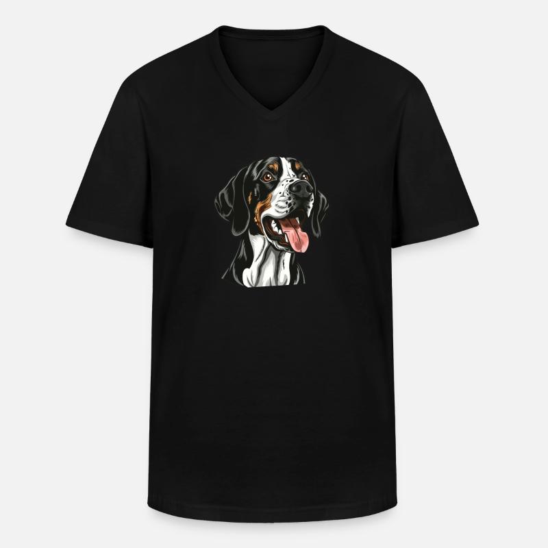 English Pointer | Cartoon Artwork - Männer-T-Shirt mit V-Ausschnitt - Schwarz