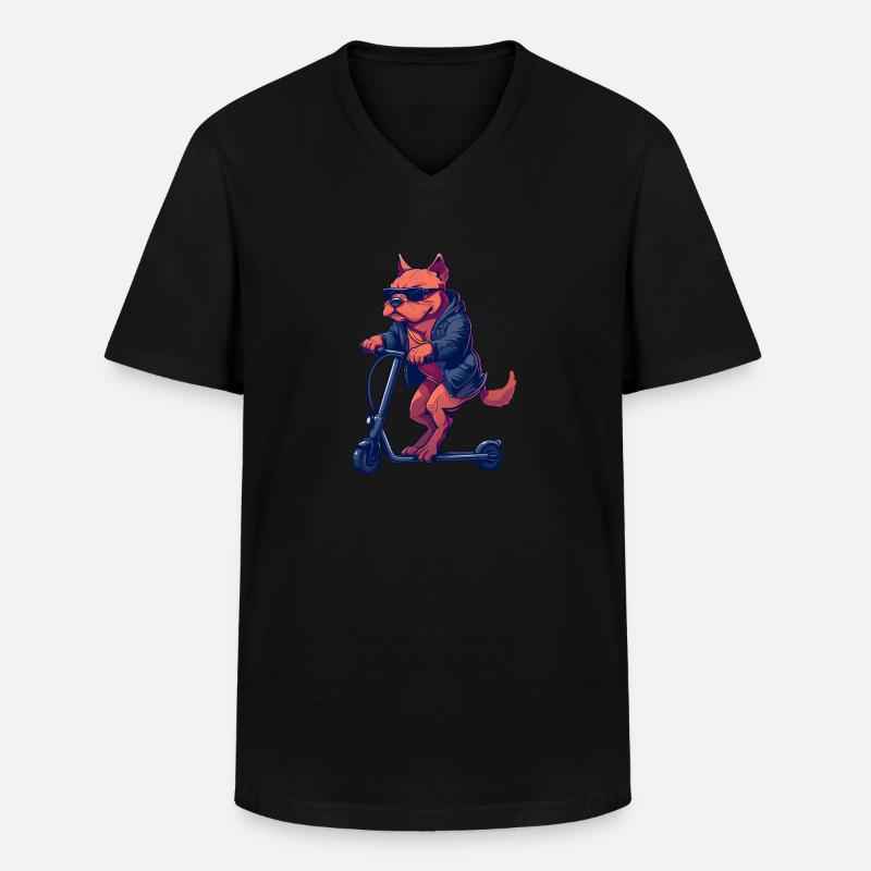 Pitbull Roller - Männer-T-Shirt mit V-Ausschnitt - Schwarz