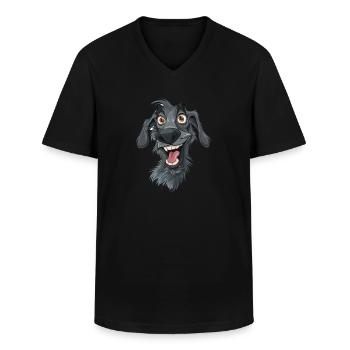 Scottish Deerhound Cartoon Artwork - Men's V-Neck T-Shirt - black - Front - AI Model Male 178 dark (178cm)
