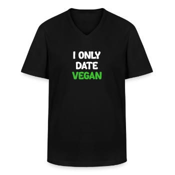 Ich Verabrede Mich Nur Mit Veganern, Veganem - Männer-T-Shirt mit V-Ausschnitt - Schwarz - Vorne - AI Model Male 178 dark (178cm)