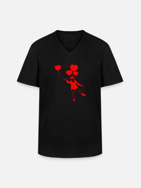 Rising Heart Balloons - Men's V-Neck T-Shirt - black