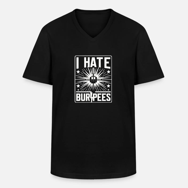 I Hate Burpees 12 - Männer-T-Shirt mit V-Ausschnitt - Schwarz