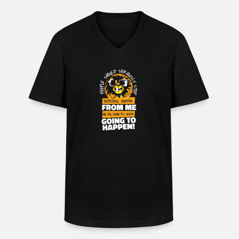 Löwe - Männer-T-Shirt mit V-Ausschnitt - Schwarz