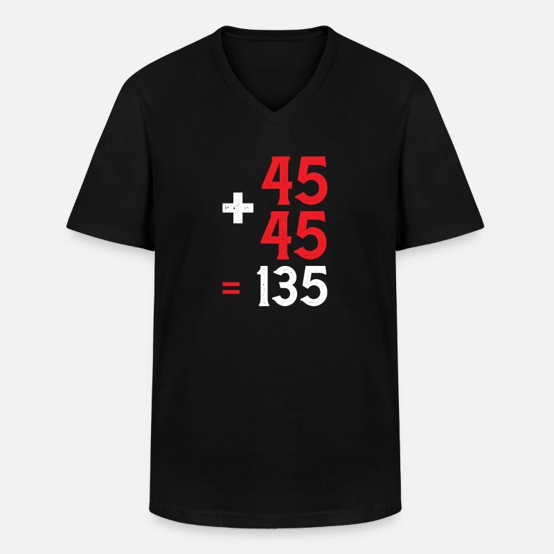 45 + 45 = 135 28 - Männer-T-Shirt mit V-Ausschnitt - Schwarz