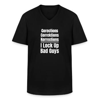 Funny spelling I Lock Up Villains - Men's V-Neck T-Shirt - black - Front - AI Model Male 178 dark (178cm)