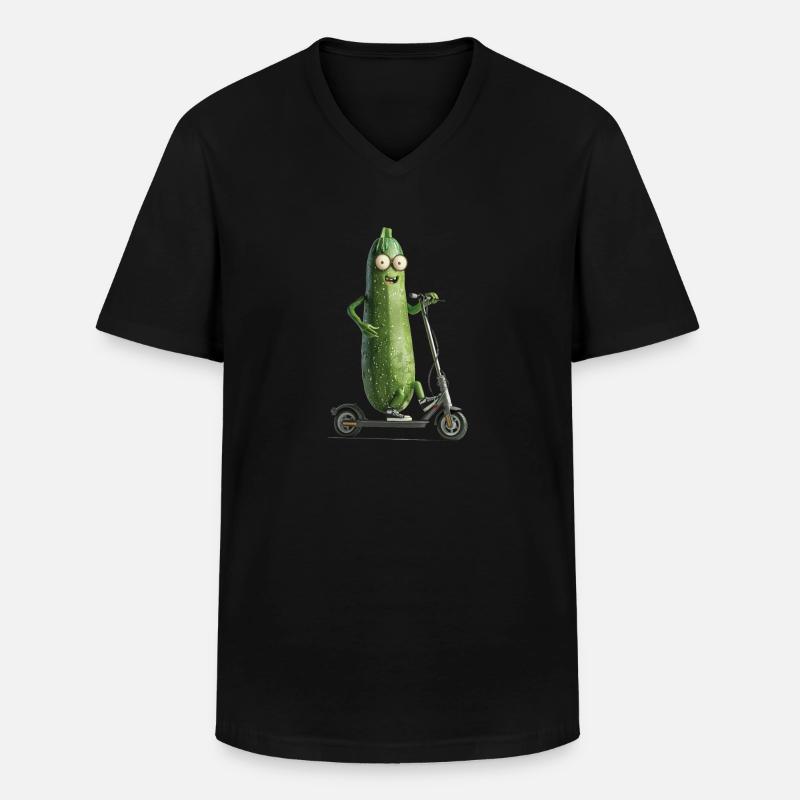 Zucchini Scooter - Männer-T-Shirt mit V-Ausschnitt - Schwarz