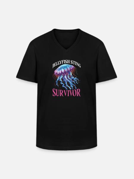 Jellyfish Sting Survivor 21 - Men's V-Neck T-Shirt - black