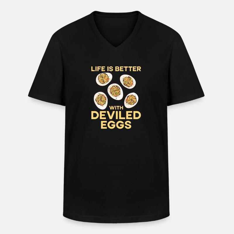 Gefüllte Eier Deviled Eggs - Männer-T-Shirt mit V-Ausschnitt - Schwarz