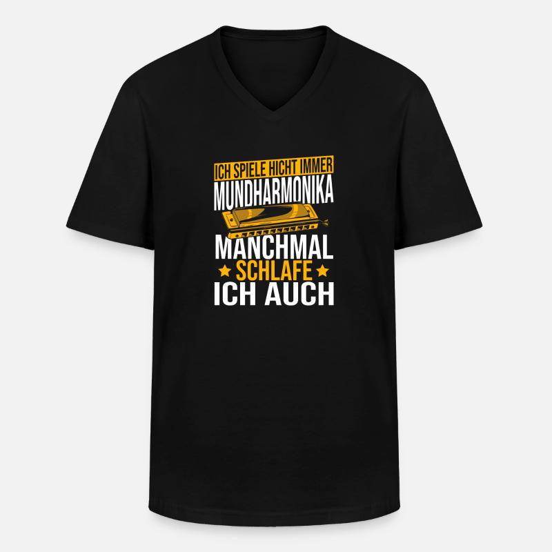 Playing Harmonica Gift - Men's V-Neck T-Shirt - black