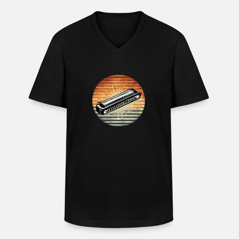 Cadeau de jeu d’harmonica - T-shirt col V Homme - noir