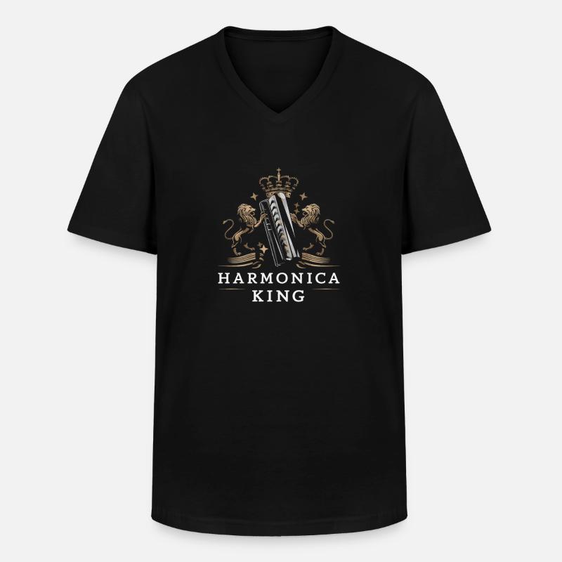 Harmonica Playing Gift - Men's V-Neck T-Shirt - black
