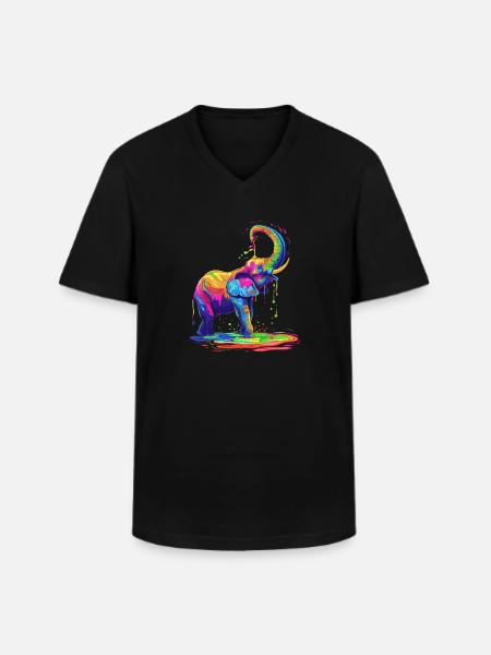 Elephant Animal Pop Art - Men's V-Neck T-Shirt - black