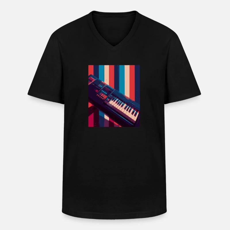 Keytar Keyboard Geschenk - Männer-T-Shirt mit V-Ausschnitt - Schwarz