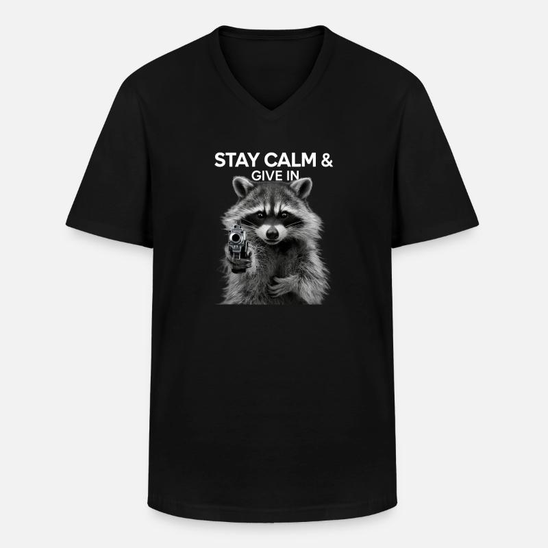 Meme Waschbär - Männer-T-Shirt mit V-Ausschnitt - Schwarz