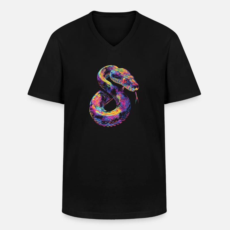 Boule Python serpent Pop Art - T-shirt col V Homme - noir