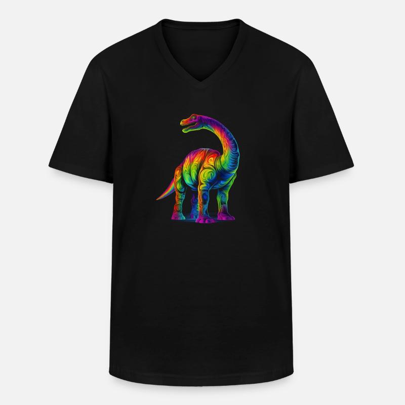 Brontosaurus Dinosaurier Pop Art - Männer-T-Shirt mit V-Ausschnitt - Schwarz