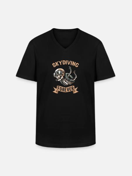 Parachutist Skydiving Skeleton - Men's V-Neck T-Shirt - black