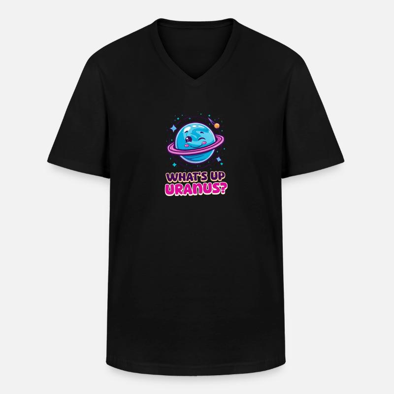 Uranus, was geht, Uranus? - Männer-T-Shirt mit V-Ausschnitt - Schwarz